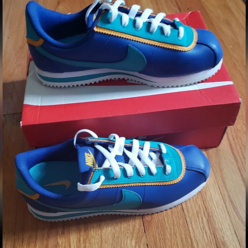NIKE Cortez Basic Leather DBL (GS) Indigo Force Sz US 6.5Y UK  6 EUR 39